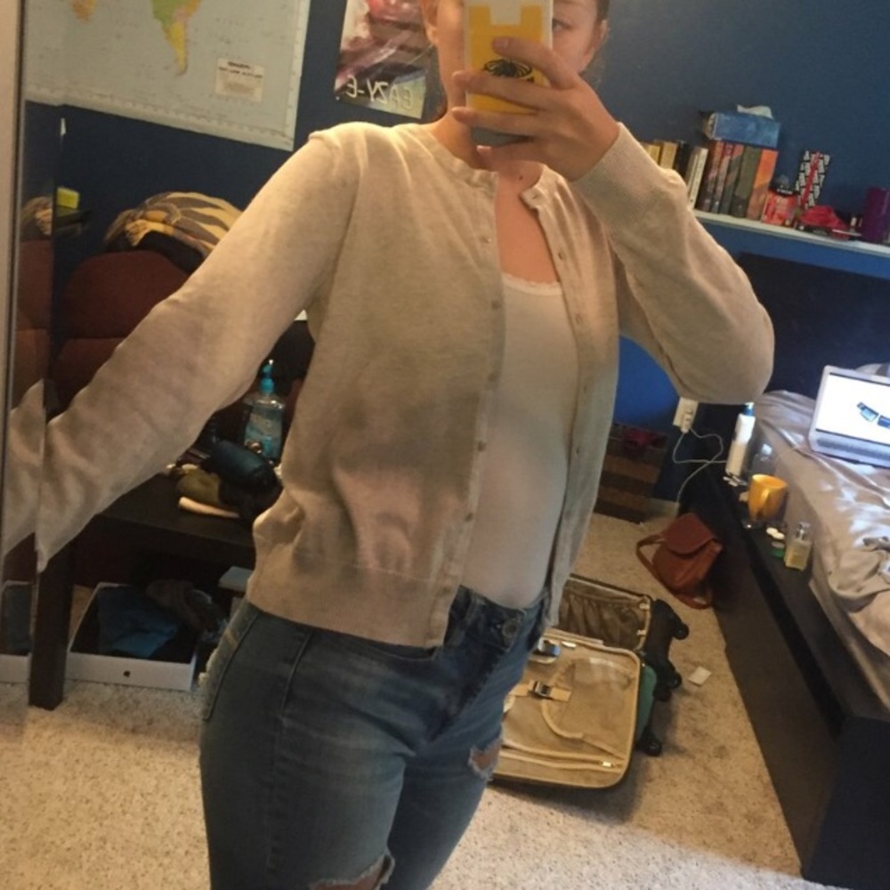 Beige button-up cardigan